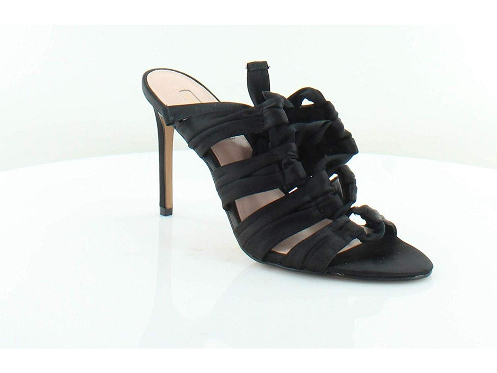 Avec Les Filles Women's Janelle Satin Open Toe Special Occasion Strappy Sandals Black Size 7.5 M