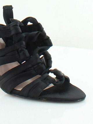 Avec Les Filles Women's Janelle Satin Open Toe Special Occasion Strappy Sandals Black Size 7.5 M