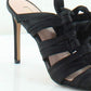 Avec Les Filles Women's Janelle Satin Open Toe Special Occasion Strappy Sandals Black Size 8.5