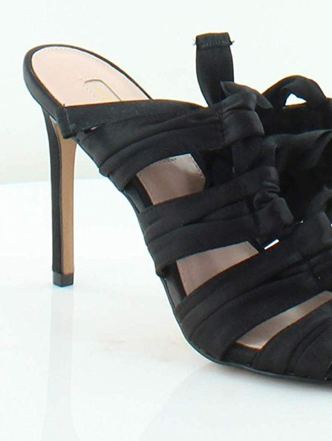 Avec Les Filles Women's Janelle Satin Open Toe Special Occasion Strappy Sandals Black Size 8.5
