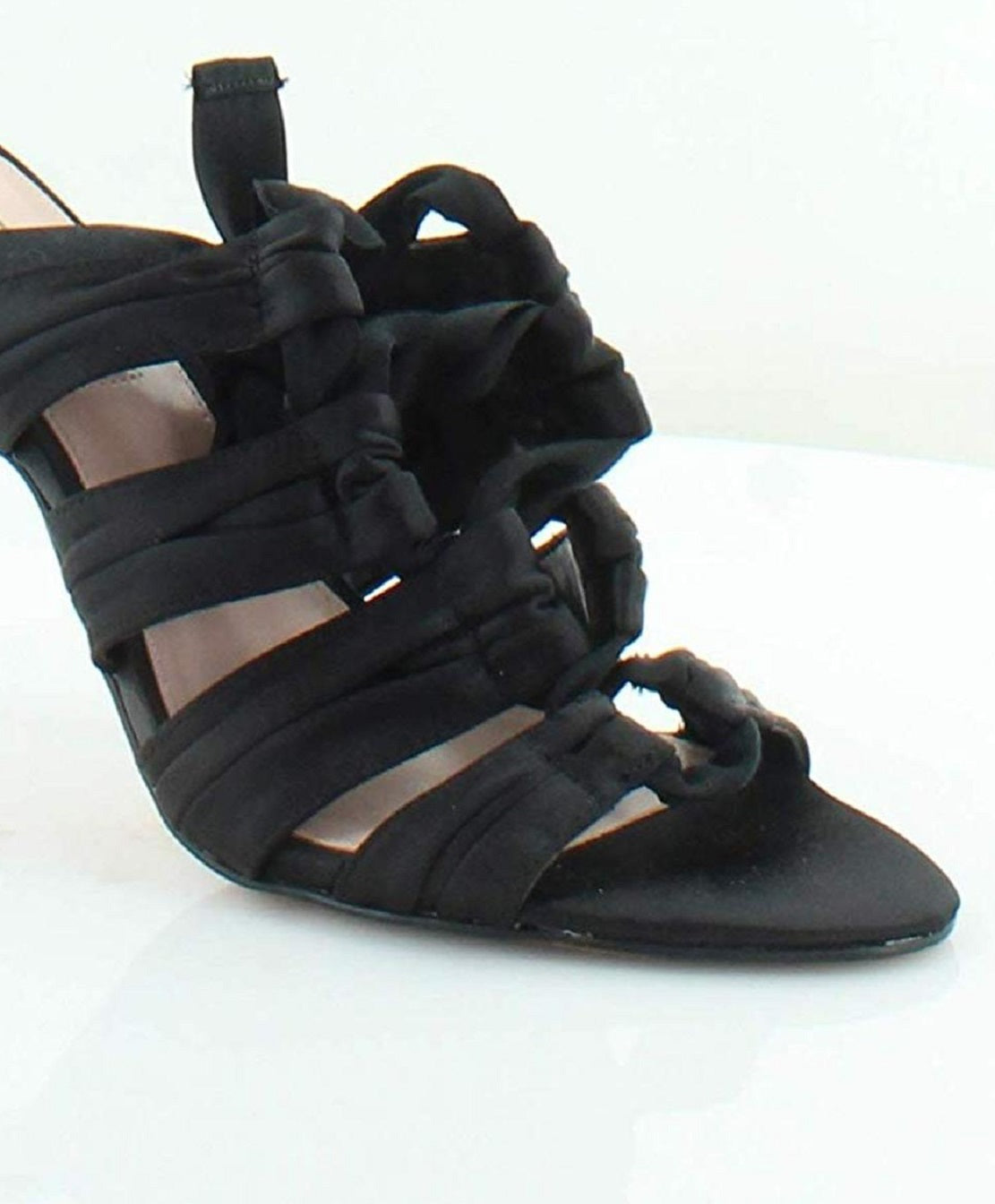Avec Les Filles Women's Janelle Satin Open Toe Special Occasion Strappy Sandals Black Size 8.5