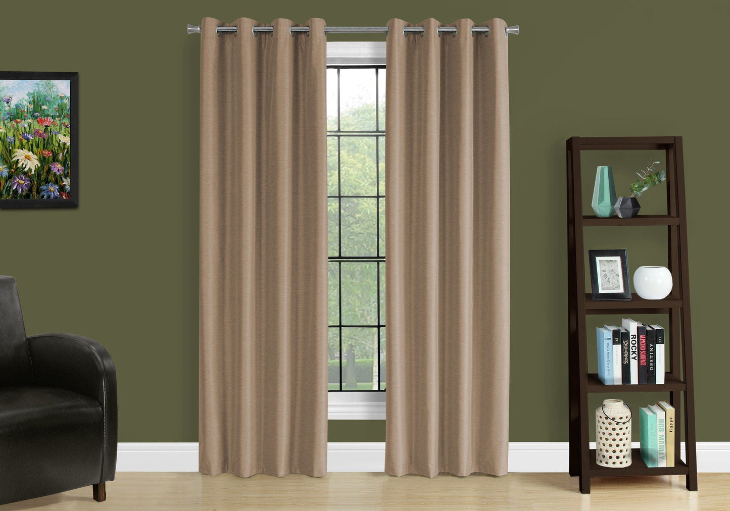 2 Pieces Set Room Darkening Curtain Panels with Grommet - Contemporary Style
