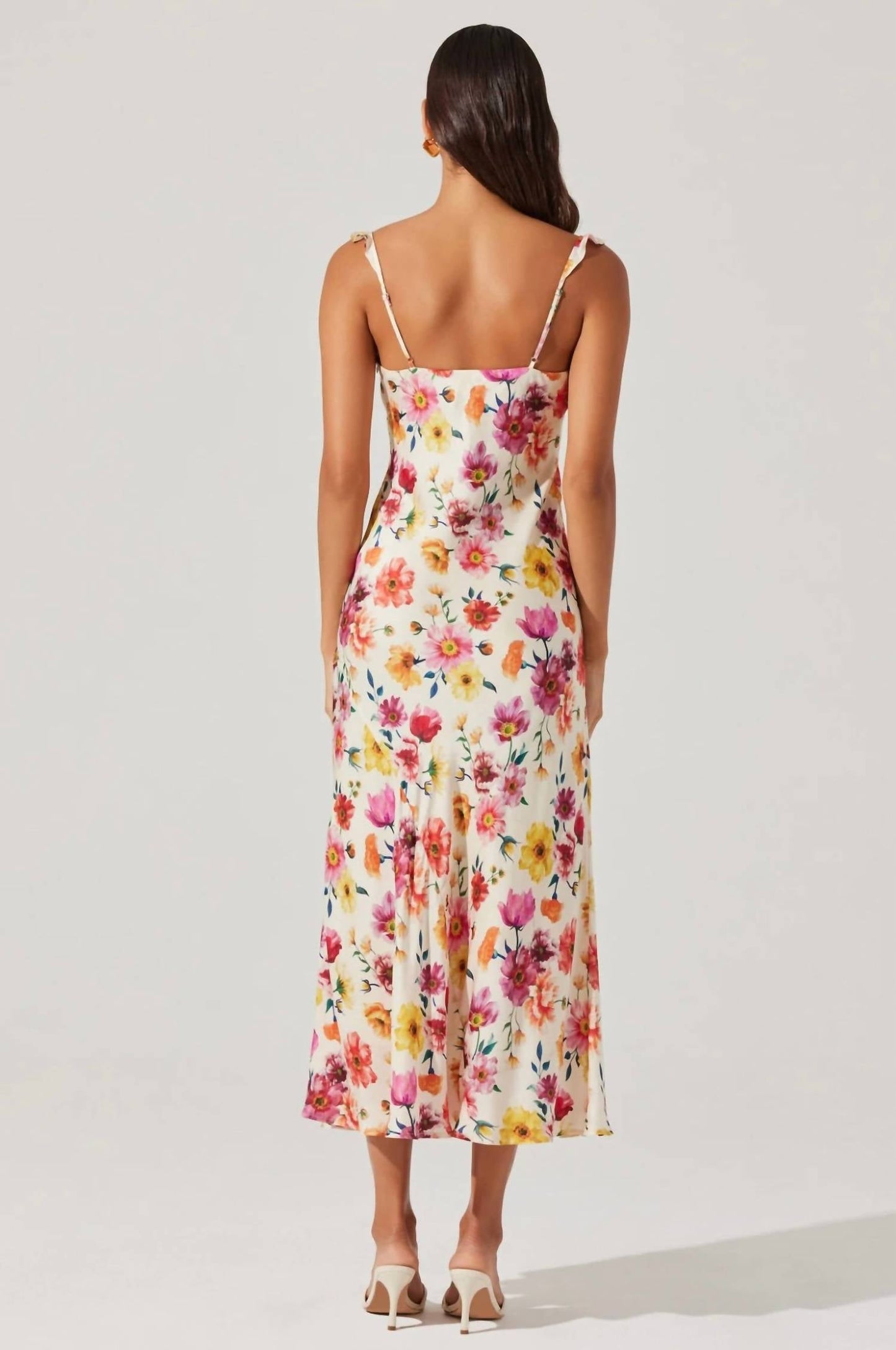 Astr - Zoie Floral Satin Ruffle Dress