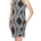 Joseph Ribkoff - Geometric Print Shirred Sleeveless Sheath Dress