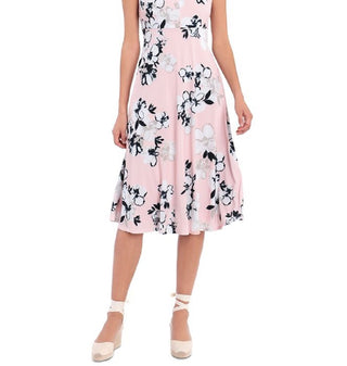 London Times Women's Pleated Floral Midi Dress Pink Size 12