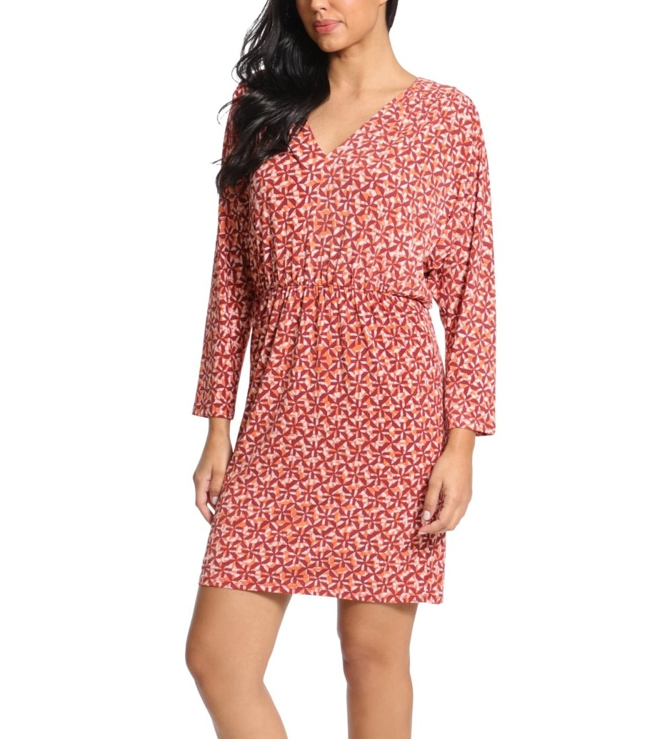 London Times Women's Printed Dolman Sleeve Dress Orange Size 6