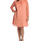 London Times Women's Tie Neck Shift Dress Orange Size Petite Small
