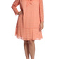 London Times Women's Tie Neck Shift Dress Orange Size 20W