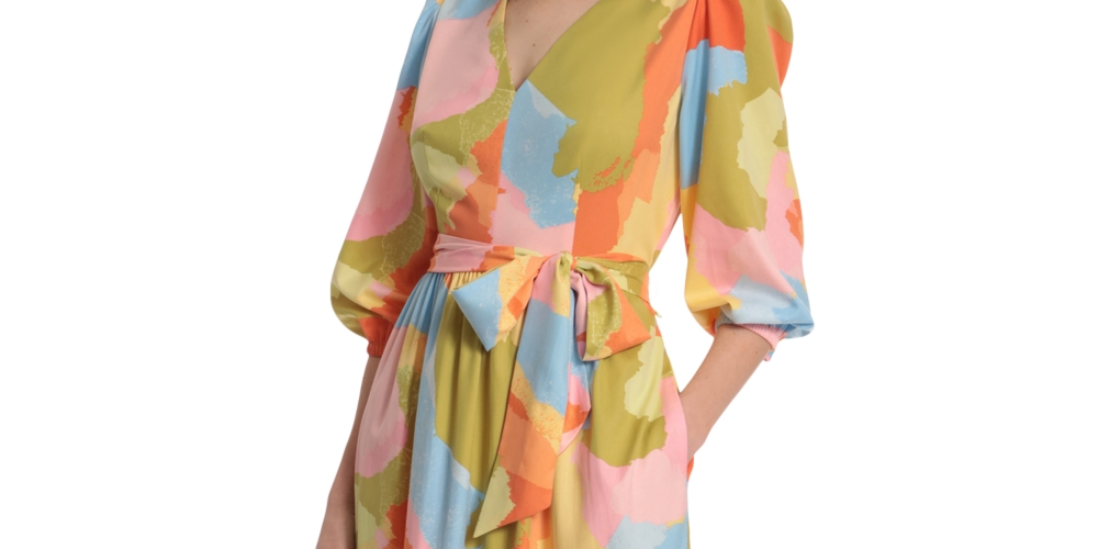 Donna Morgan Women's Belted Tiered Maxi Dress Blue Size 2