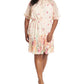 London Times Women's Cinched Waist Chiffon Dress Beige Size 18W