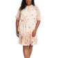 London Times Women's Cinched Waist Chiffon Dress Beige Size 18W