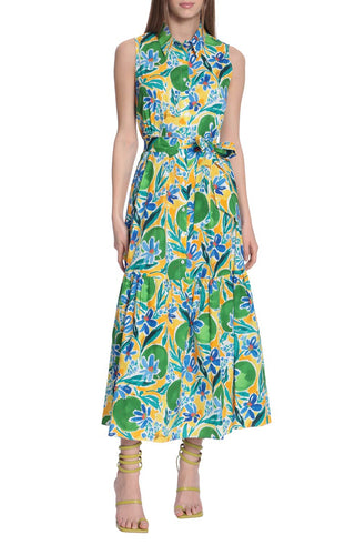 Donna Morgan Women's Floral Sleeveless Shirtdress Green Size 8