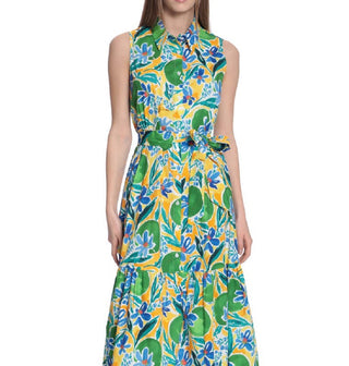 Donna Morgan Women's Floral Sleeveless Shirtdress Green Size 8