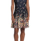 London Times Women's Printed Fit & Flare Dress Black Size 12Petite