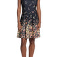 London Times Women's Printed Fit & Flare Dress Black Size 14 Petite