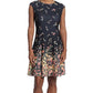 London Times Women's Printed Fit & Flare Dress Black Size 14 Petite