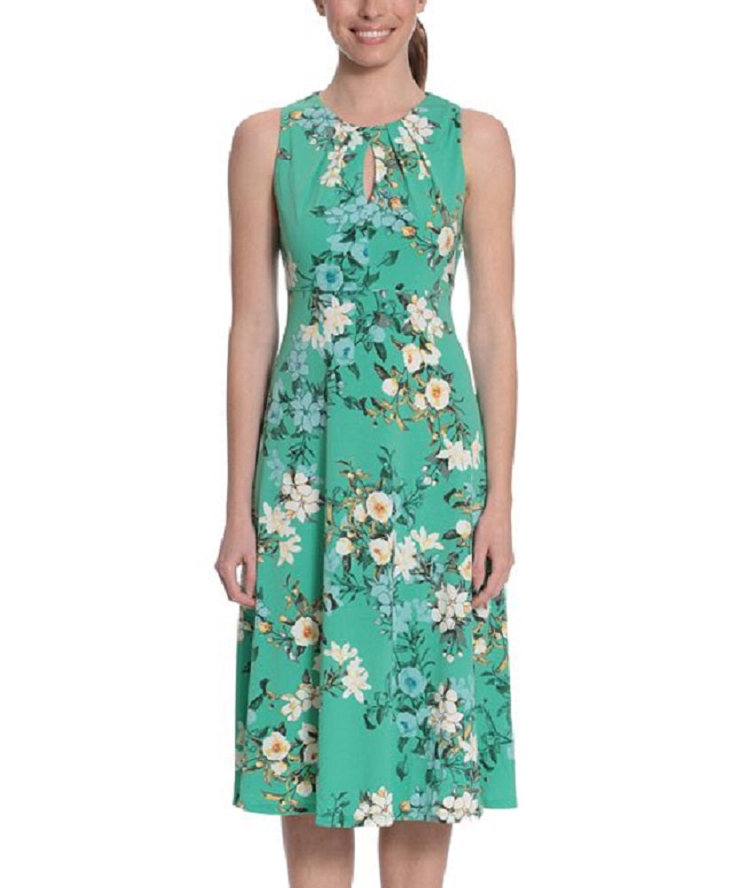 London Times Women's Floral Print Jersey Dress Green Size 22W