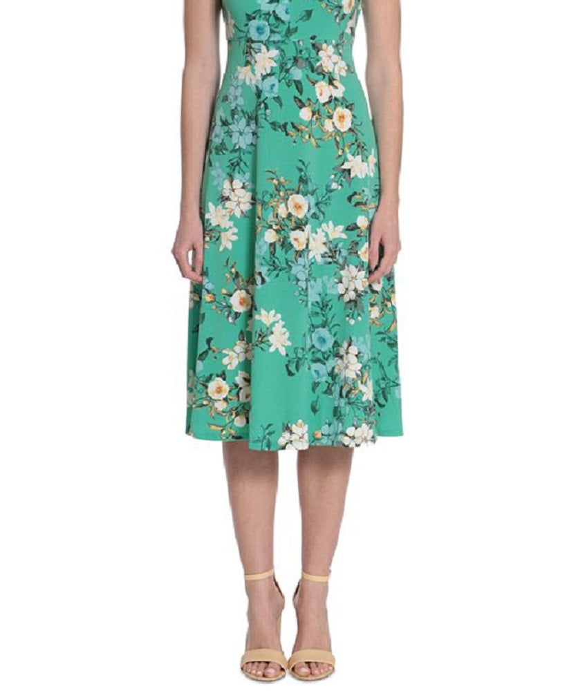London Times Women's Floral Print Jersey Dress Green Size 22W