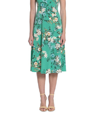 London Times Women's Floral Print Jersey Dress Green Size 22W