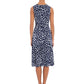 London Times Women's Pleated Neck Belted Dress Blue Size 10Petite