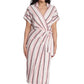 London Times Women's Striped Wrap Style Dress Pink Size 14