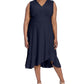 London Times Women's Sleeveless Flared Midi Dress Blue Size 22W