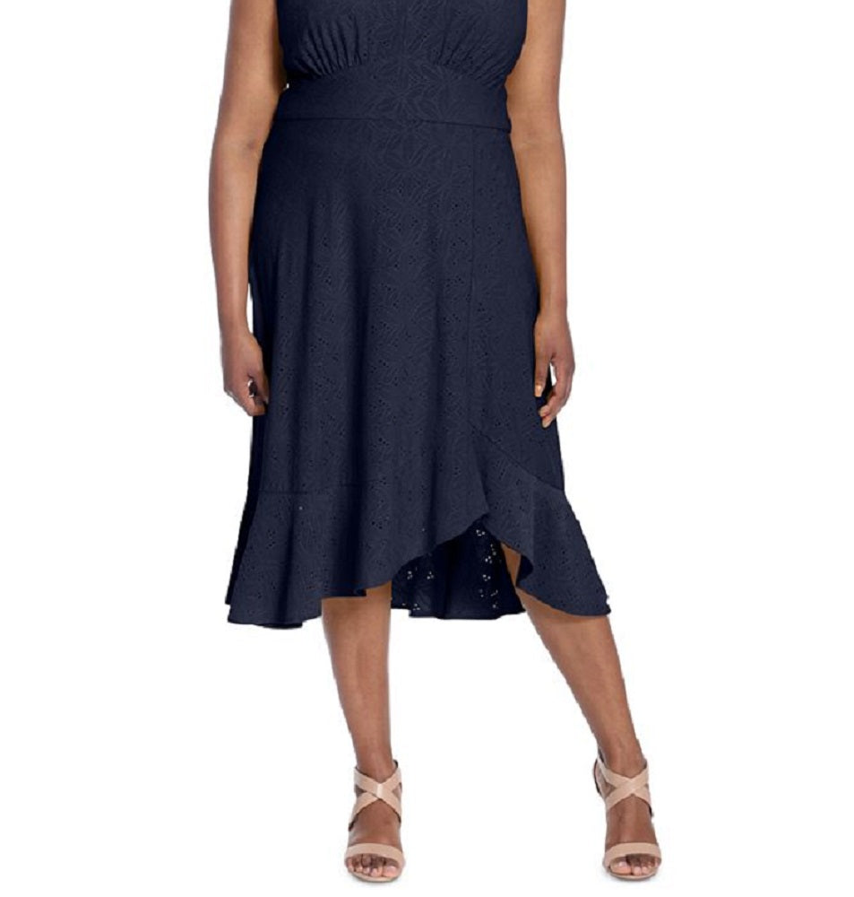 London Times Women's Sleeveless Flared Midi Dress Blue Size 22W