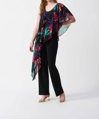 Joseph Ribkoff - Tropical Chiffon Overlay Jumpsuit
