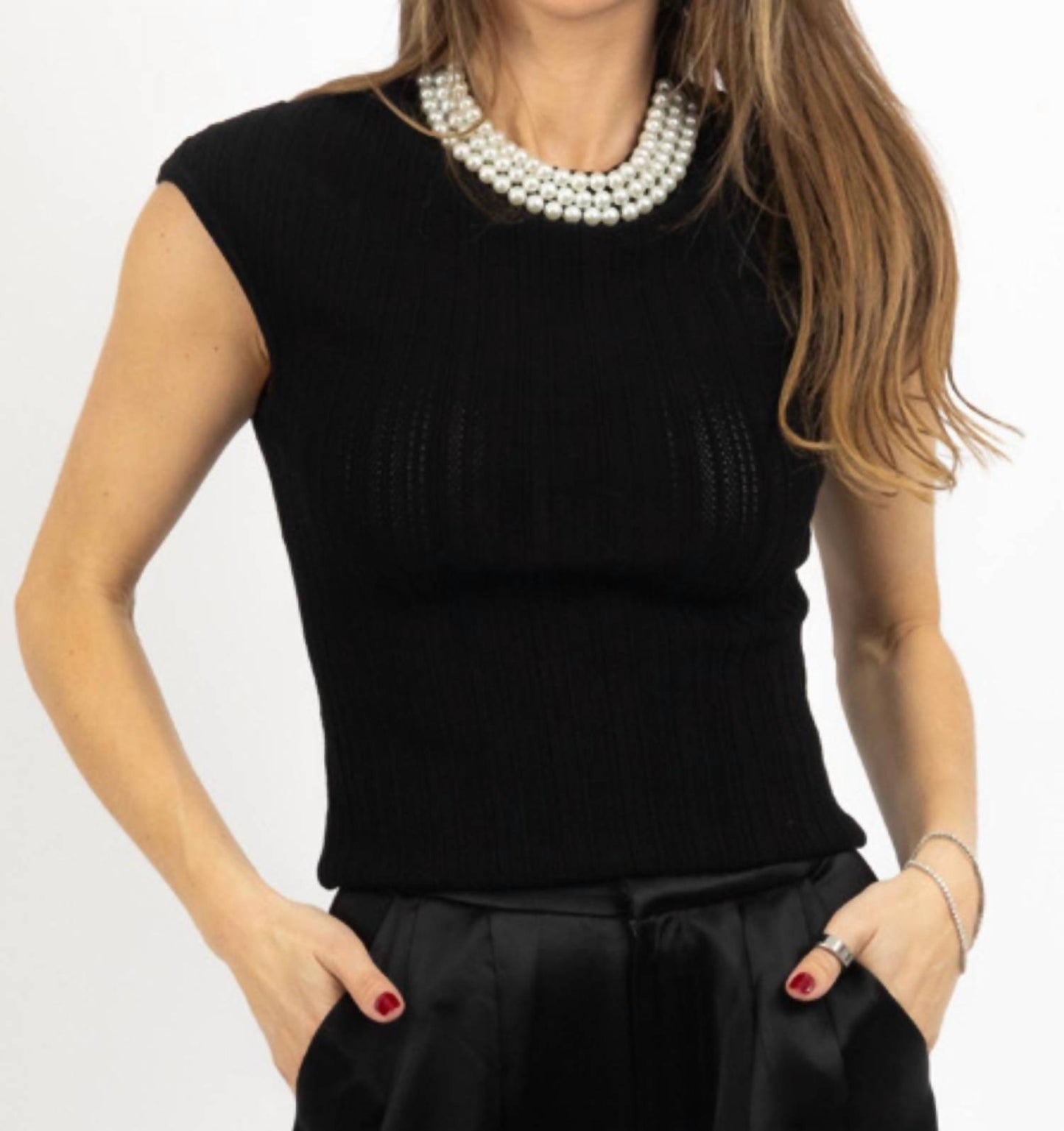 Bibi - Vivi Pearl Trim Top