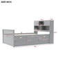 Captain Platform Bed Frame With Bookcase Headboard, 4 Drawers, Storage Shelves
