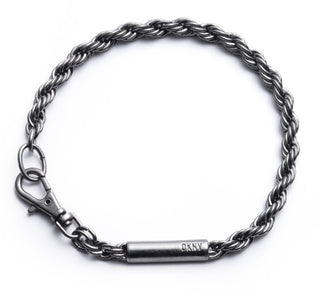 DKNY Men's Hematite Tone Chain Flex Bracelet Gray Size Regular