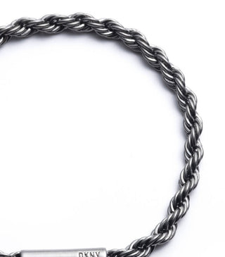 DKNY Men's Hematite Tone Chain Flex Bracelet Gray Size Regular