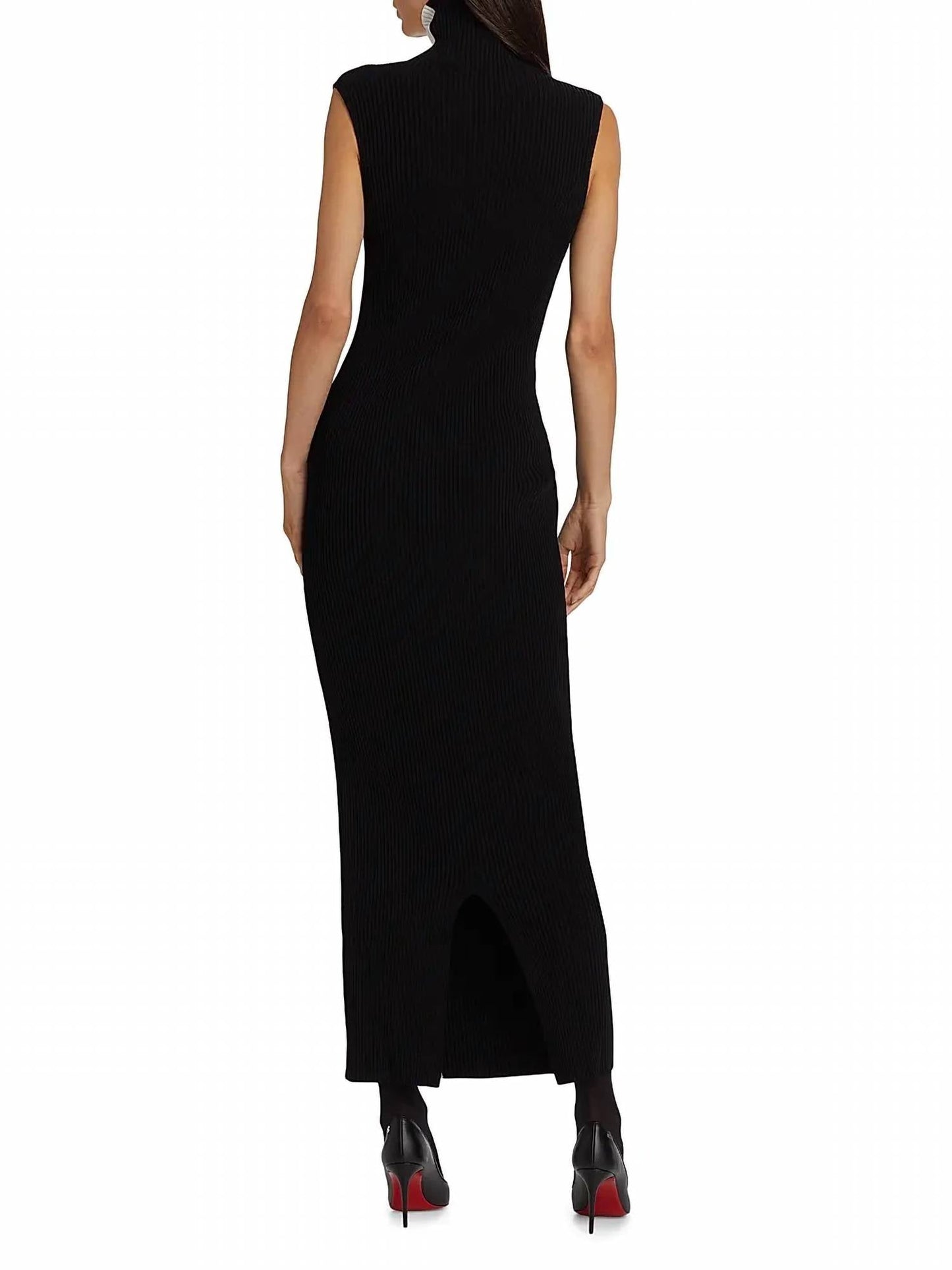 Nonchalant Label - Estella Rib Knit Striped Sleeveless Column Maxi Dress