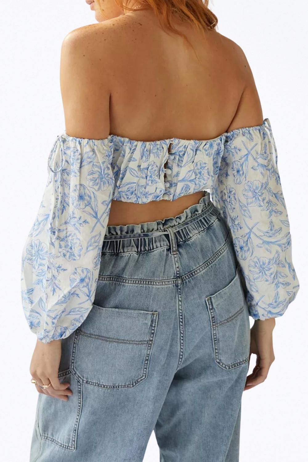 For Love & Lemons - MAISIE CROPPED FLORAL-PRINT TOP