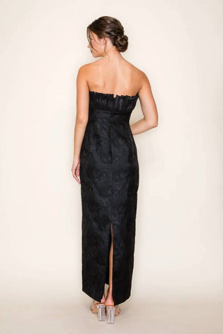 B.Right - Strapless Column Maxi Dress With Plisse Bust Detail