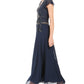 J Kara Embellished Long Side-Tie Gown Blue Size 16