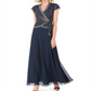 J Kara Embellished Long Side-Tie Gown Blue Size 16