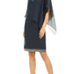 J Kara Women's Embellished Overlay Sheath Dress Blue Size 16