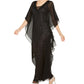 J Kara Women's Sequined Chiffon Butterfly Gown Black Size 14