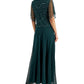 J kara Women's Flutter Sleeve Round Neck Full-Length Evening Gown Dress Green Size 8