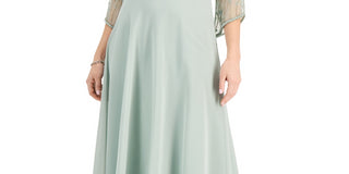 J kara Women's Sequined Long Evening Dress Green Size 12