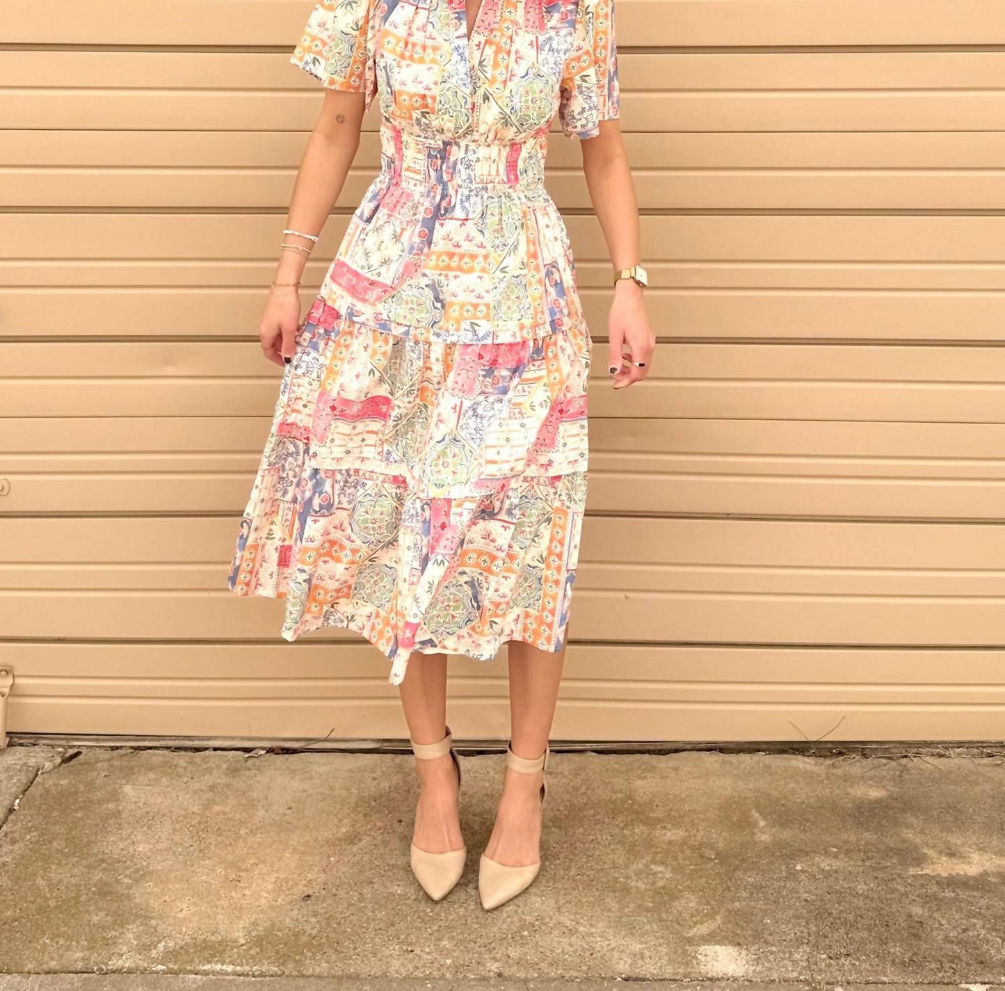 Aureum - Lucia Cotton Poplin Pintuck Midi Dress