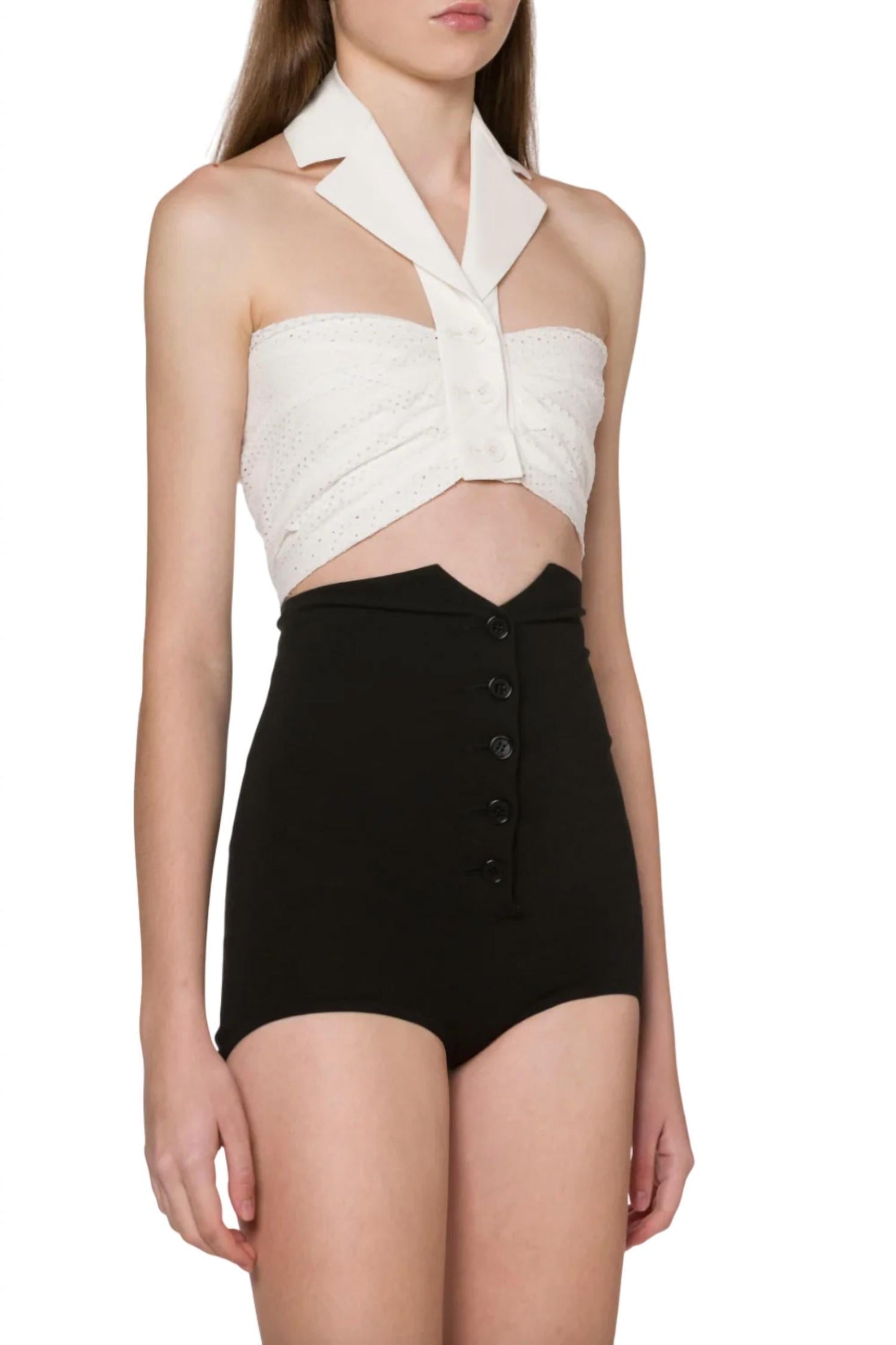 Philosophy Di Lorenzo Serafini - Draped Crop Top in Stretch Poplin