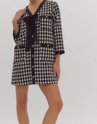 Entro - TWEED DRESS WITH SELF TIE