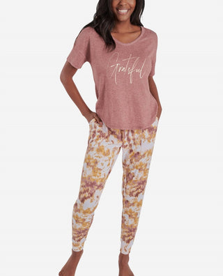 Danskin - Short Sleeve Hacci Pajama Set With Jogger