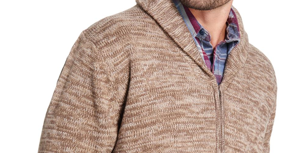 Weatherproof Vintage Men's Marled Cardigan Sweater Brown Size XL