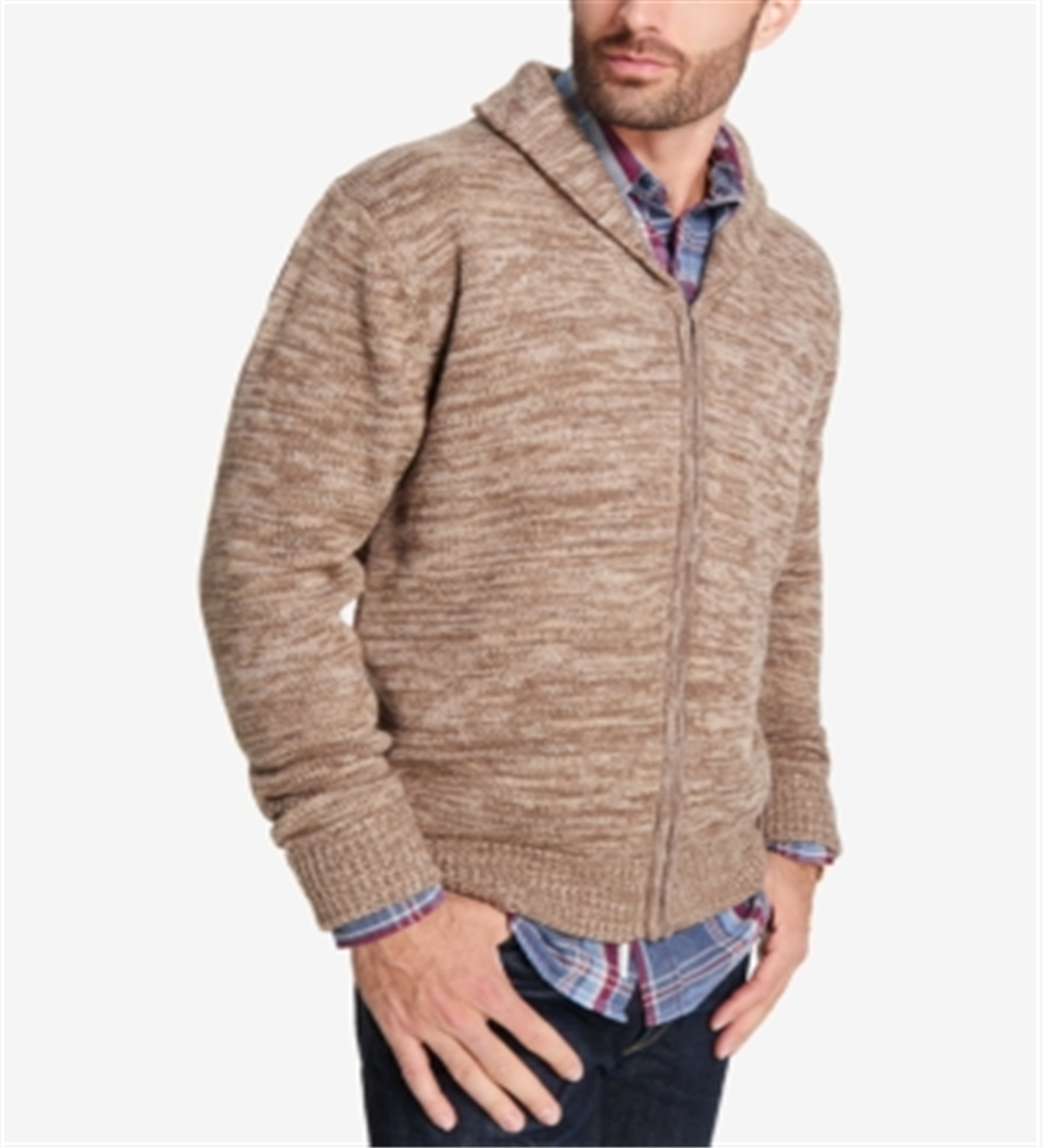 Weatherproof Vintage Men's Marled Cardigan Sweater Brown Size XL