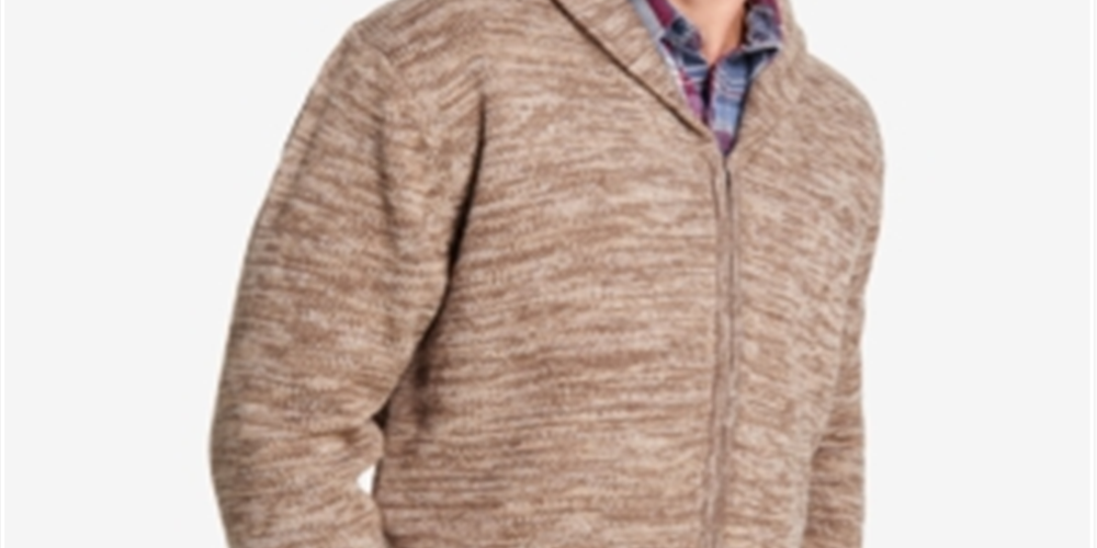 Weatherproof Vintage Men's Marled Cardigan Sweater Brown Size XL