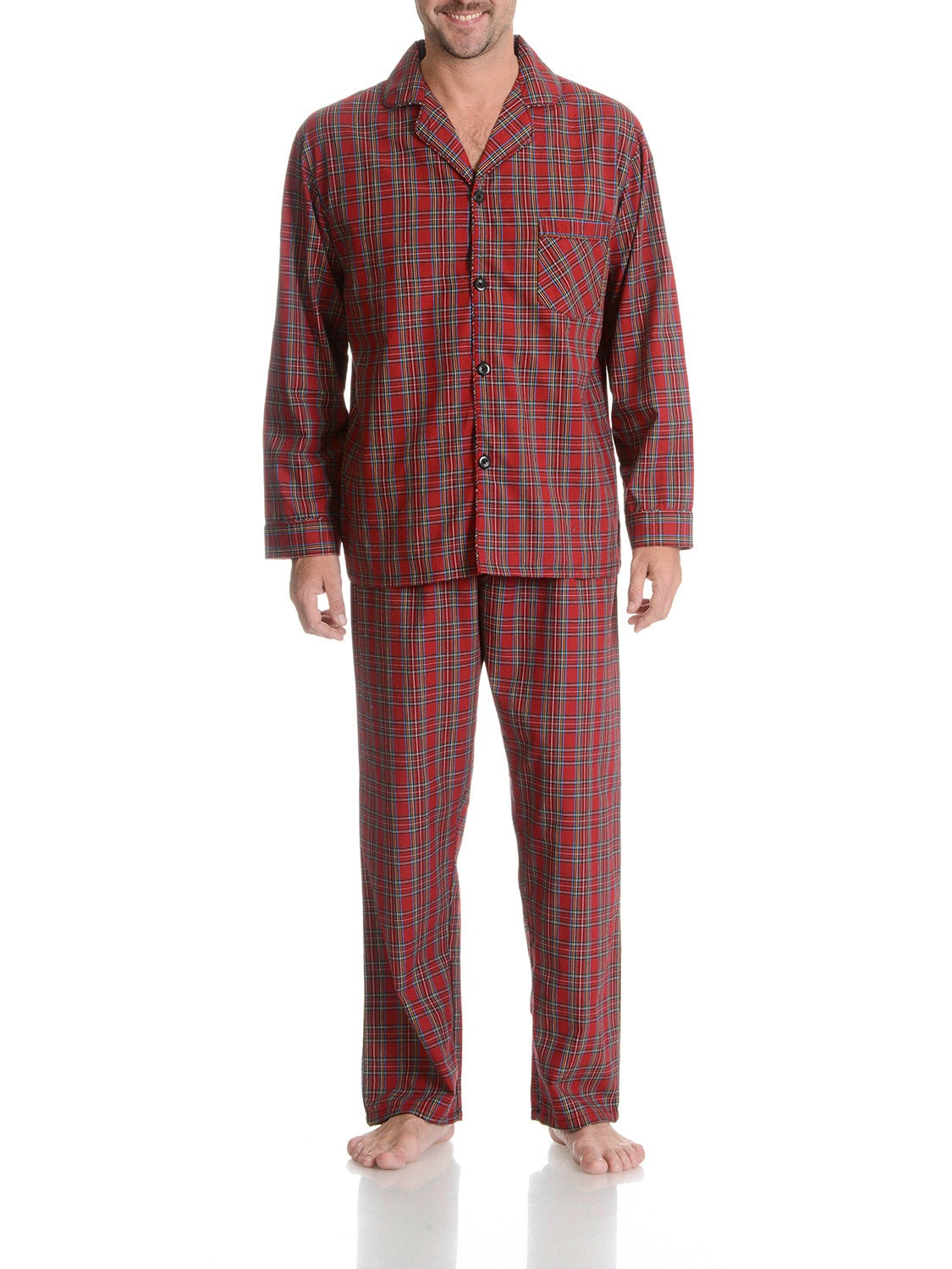 Hanes Men's Cvc Broadcloth Pajama Set Red Size Medium