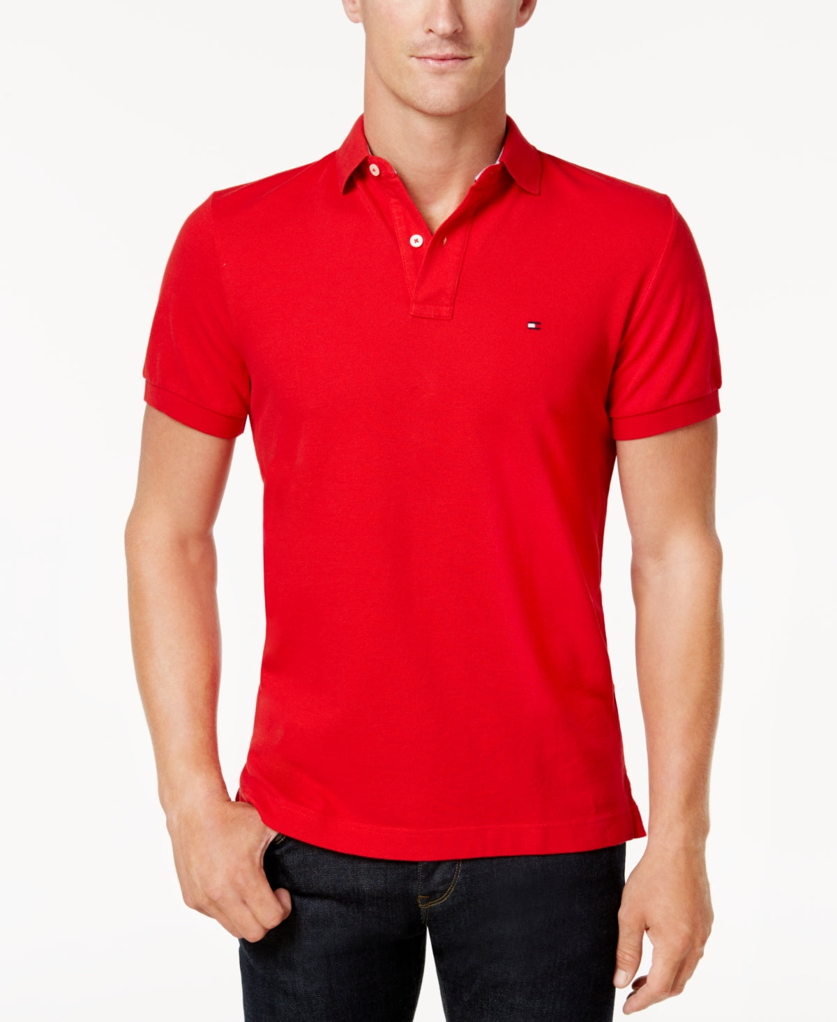 Tommy Hilfiger Men's Classic Fit Ivy Polo Red Size Large